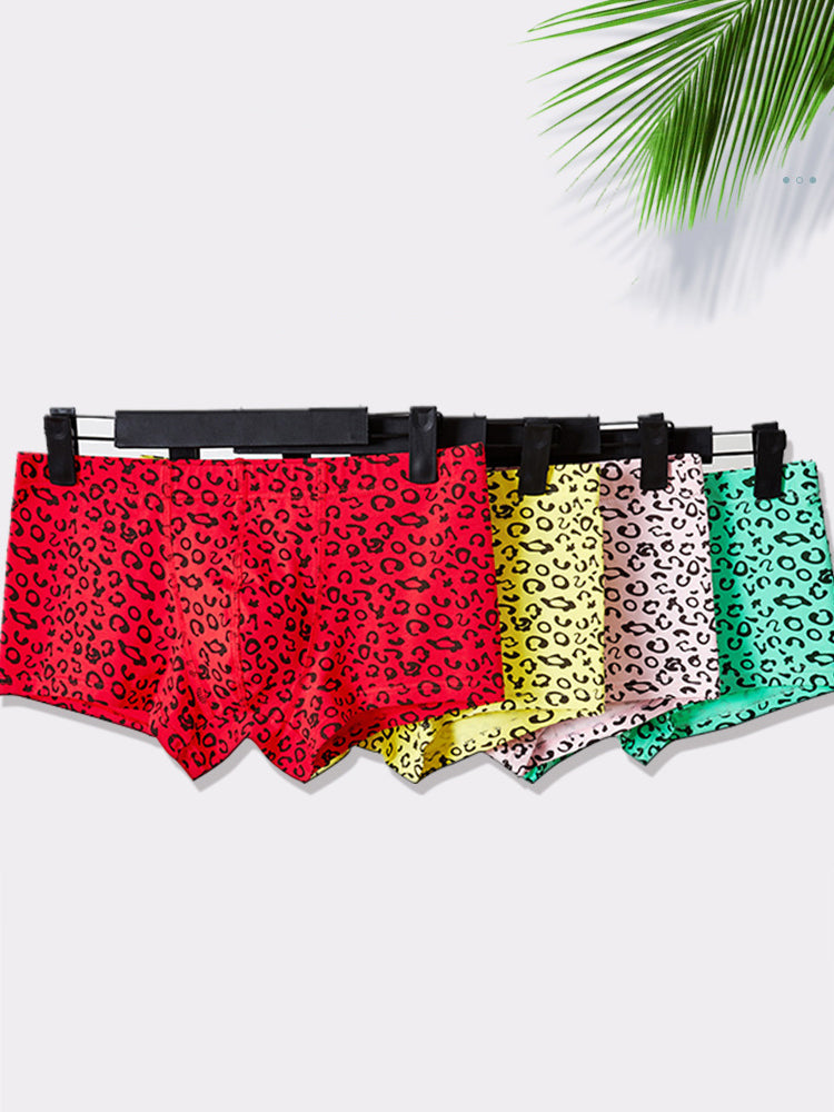 3 Pack Men's Leopard Cotton Breathable & Low-Rise Trunks | dmunderwear detail image 16