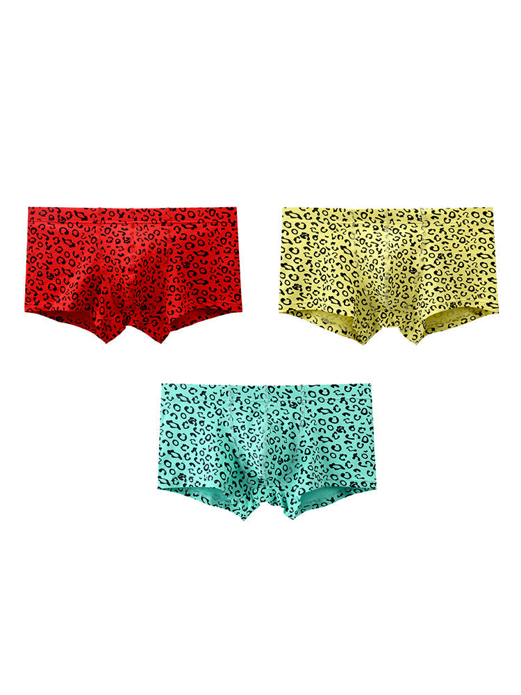 3 Pack Men's Leopard Cotton Breathable & Low-Rise Trunks | dmunderwear detail image 20