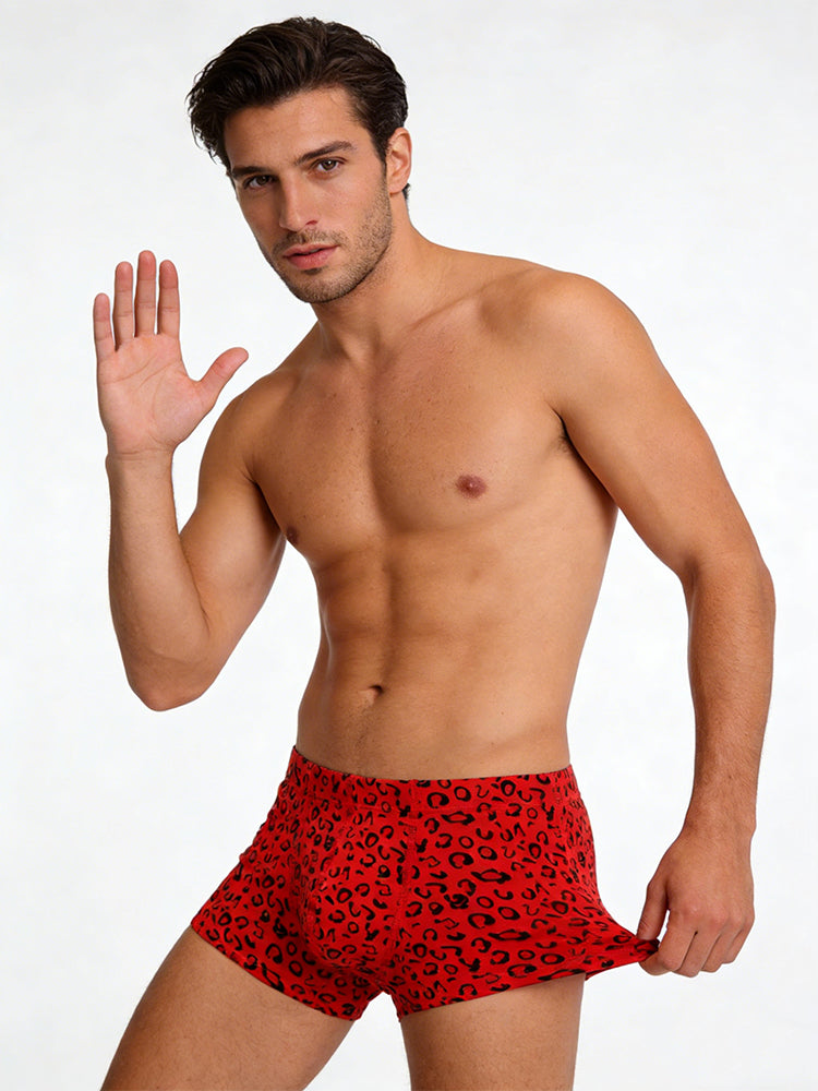 3 Pack Men's Leopard Cotton Breathable & Low-Rise Trunks | dmunderwear detail image 3