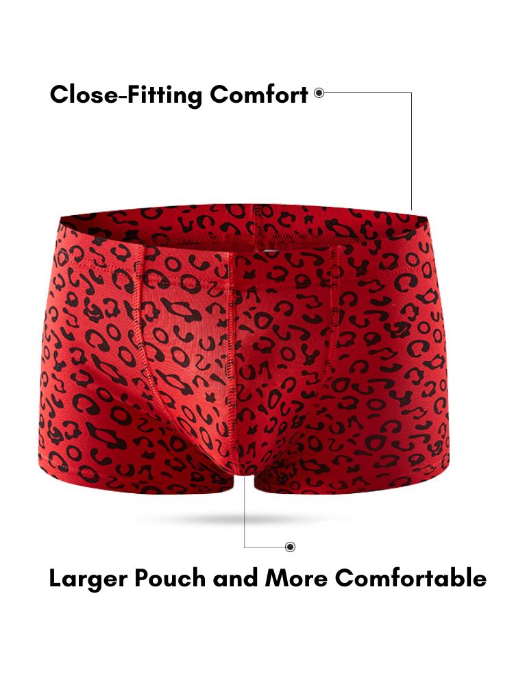 3 Pack Men's Leopard Cotton Breathable & Low-Rise Trunks | dmunderwear detail image 6