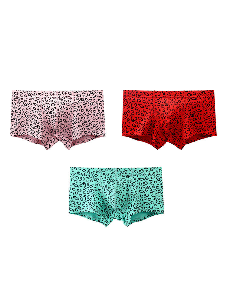3 Pack Men's Leopard Cotton Breathable & Low-Rise Trunks | dmunderwear detail image 8