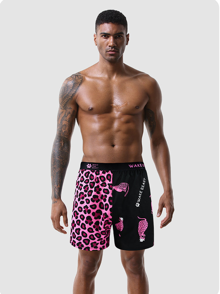3 Pack Men's Leopard Print Ice Silk Loose-Fit Breathable Boxer Shorts | dmunderwear