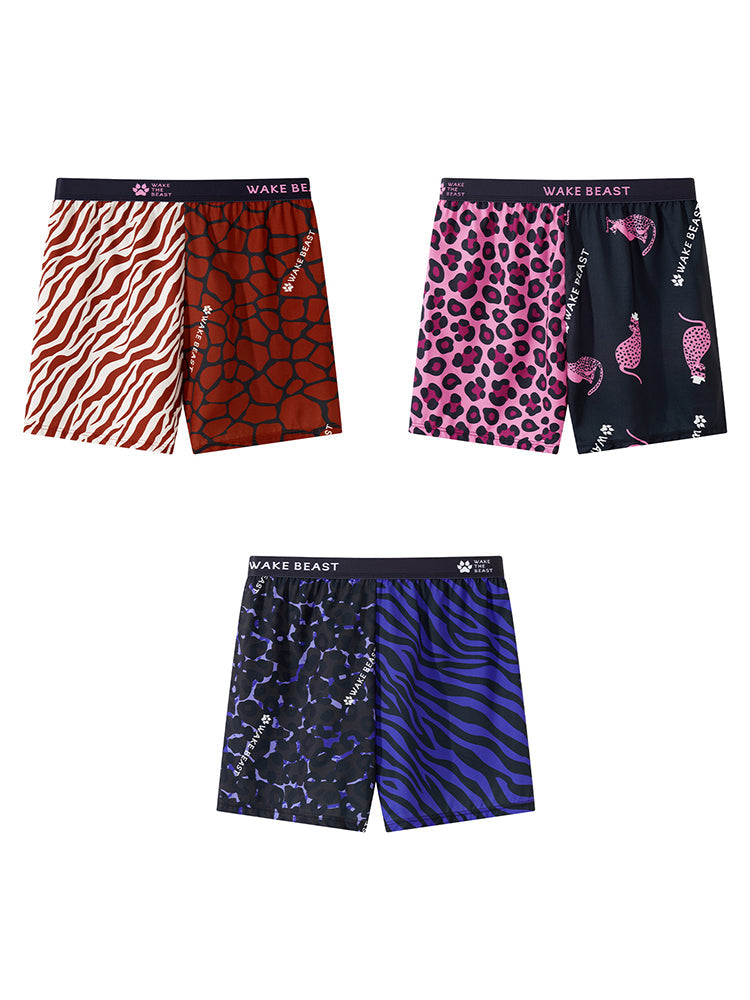 3 Pack Men's Leopard Print Ice Silk Loose-Fit Breathable Boxer Shorts | dmunderwear detail image 12