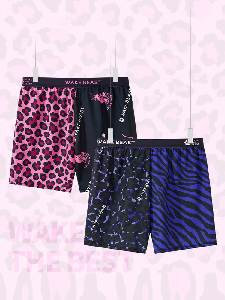 3 Pack Men's Leopard Print Ice Silk Loose-Fit Breathable Boxer Shorts | dmunderwear detail image 15
