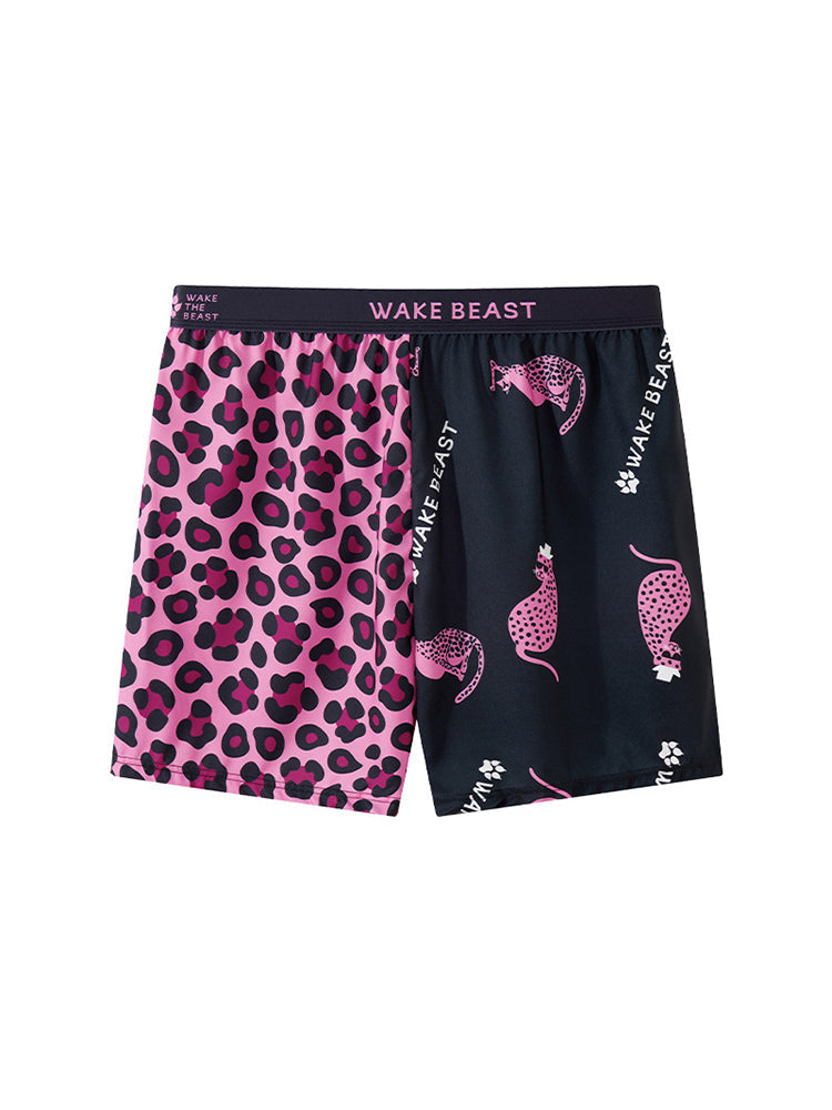 3 Pack Men's Leopard Print Ice Silk Loose-Fit Breathable Boxer Shorts | dmunderwear detail image 19