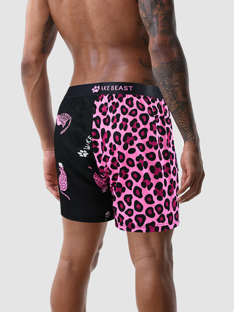3 Pack Men's Leopard Print Ice Silk Loose-Fit Breathable Boxer Shorts | dmunderwear detail image 3