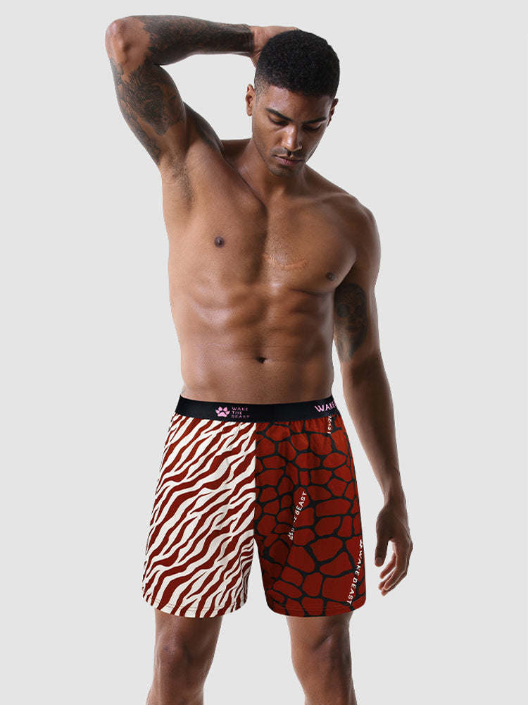 3 Pack Men's Leopard Print Ice Silk Loose-Fit Breathable Boxer Shorts | dmunderwear detail image 5