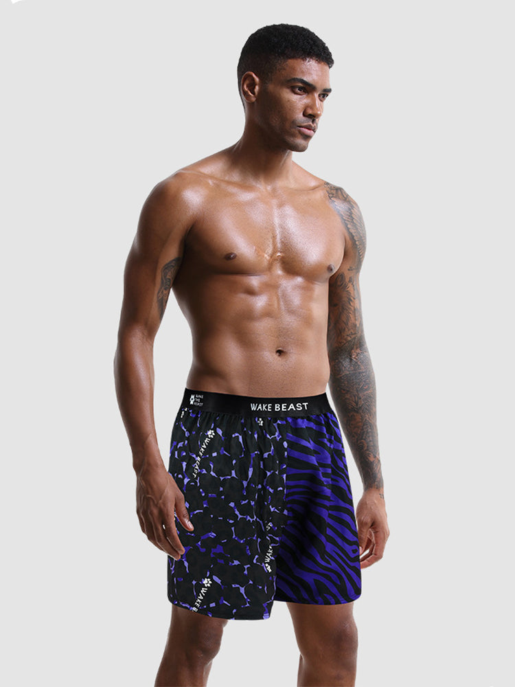 3 Pack Men's Leopard Print Ice Silk Loose-Fit Breathable Boxer Shorts | dmunderwear detail image 6