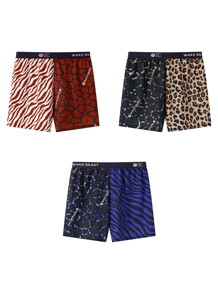 3 Pack Men's Leopard Print Ice Silk Loose-Fit Breathable Boxer Shorts | dmunderwear detail image 7