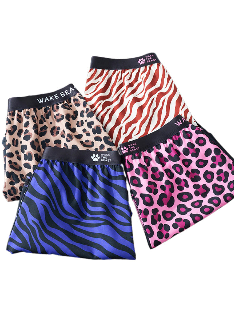 3 Pack Men's Leopard Print Ice Silk Loose-Fit Breathable Boxer Shorts | dmunderwear detail image 9