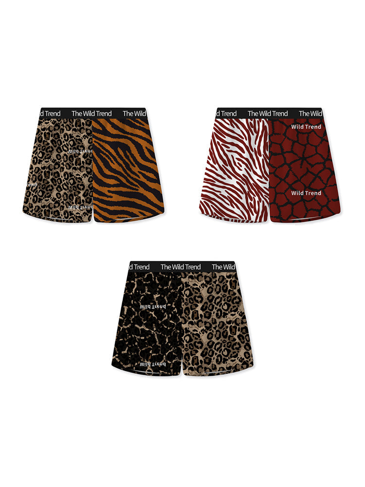 3 Pack Men's Leopard Print Ice Silk Loose-Fit Casual Boxer Briefs | dmunderwear detail image 2