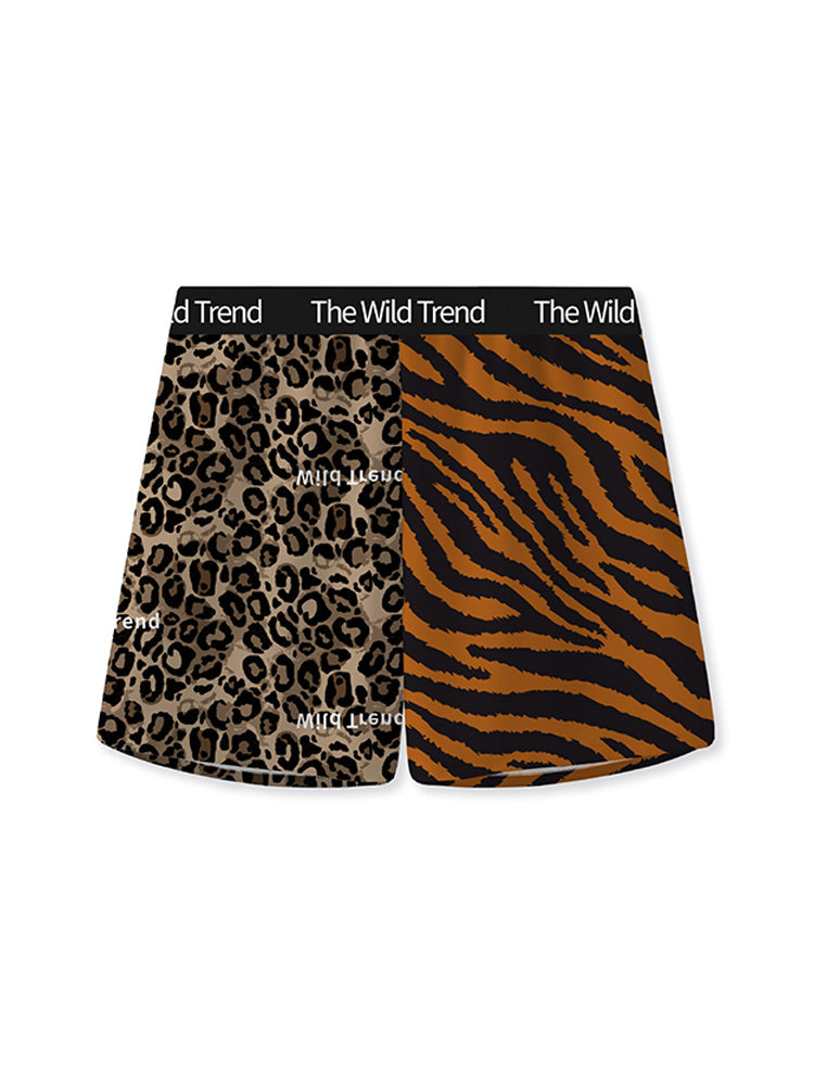 3 Pack Men's Leopard Print Ice Silk Loose-Fit Casual Boxer Briefs | dmunderwear detail image 4