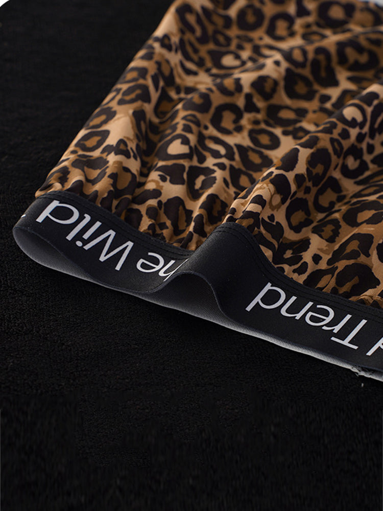 3 Pack Men's Leopard Print Ice Silk Loose-Fit Casual Boxer Briefs | dmunderwear detail image 5