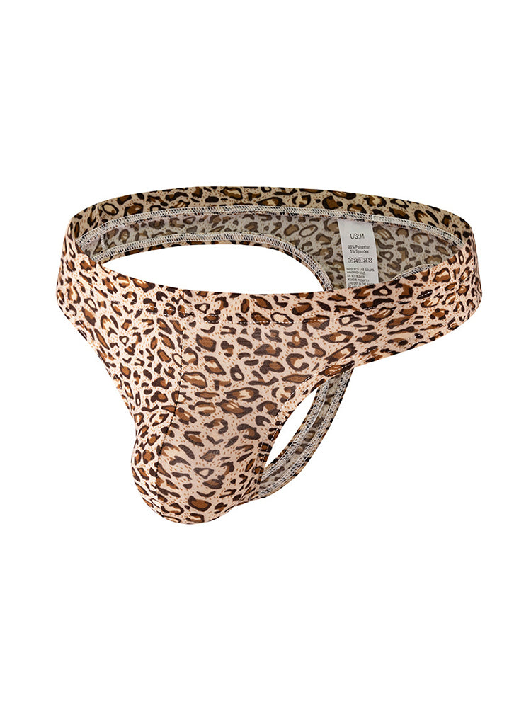 3 Pack Men's Leopard Print Quick-Dry Ultra-Light Chafe-Free Design Thongs | dmunderwear