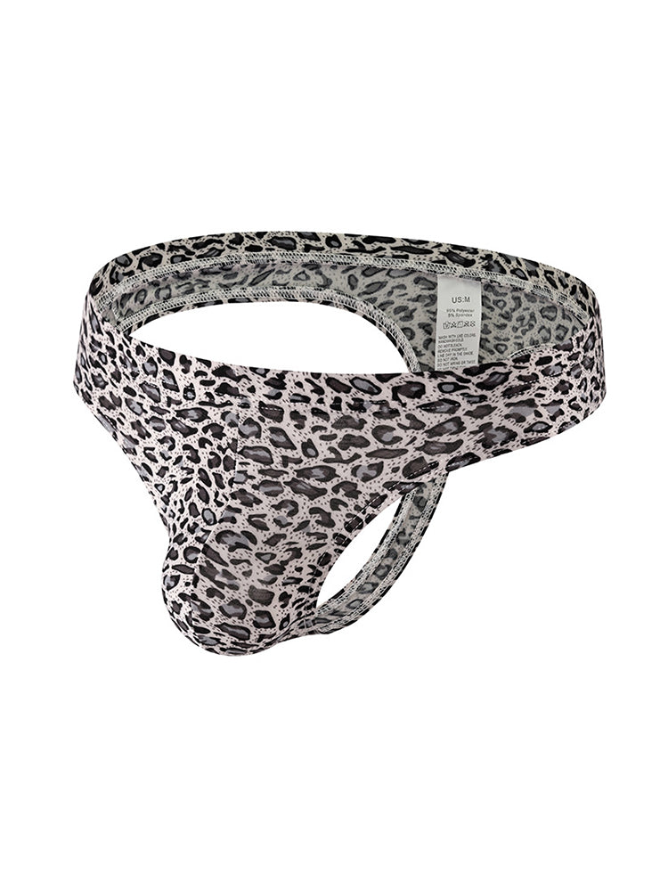 3 Pack Men's Leopard Print Quick-Dry Ultra-Light Chafe-Free Design Thongs | dmunderwear detail image 12