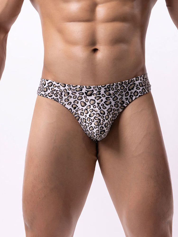 3 Pack Men's Leopard Print Quick-Dry Ultra-Light Chafe-Free Design Thongs | dmunderwear detail image 8