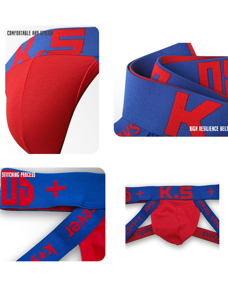 3 Pack Men's Letter Print Color Block Breathable & Stretchy Jockstraps | dmunderwear detail image 14