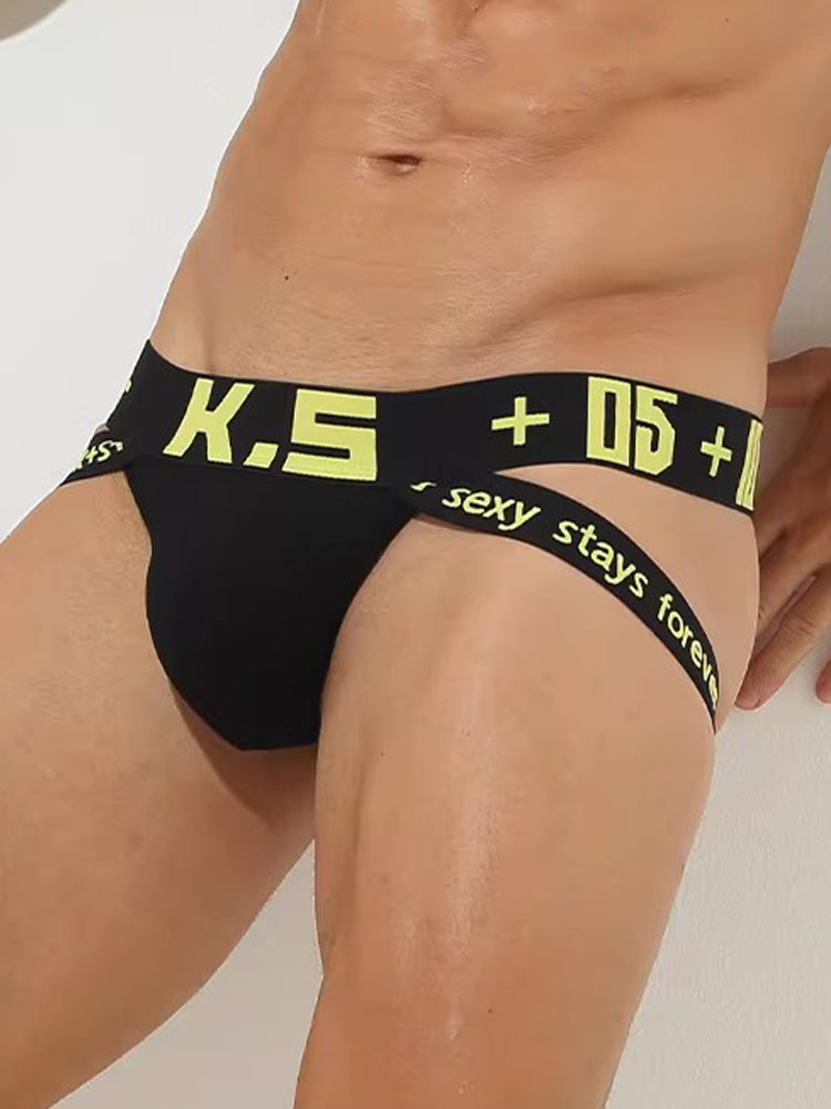 3 Pack Men's Letter Print Color Block Breathable & Stretchy Jockstraps | dmunderwear detail image 6