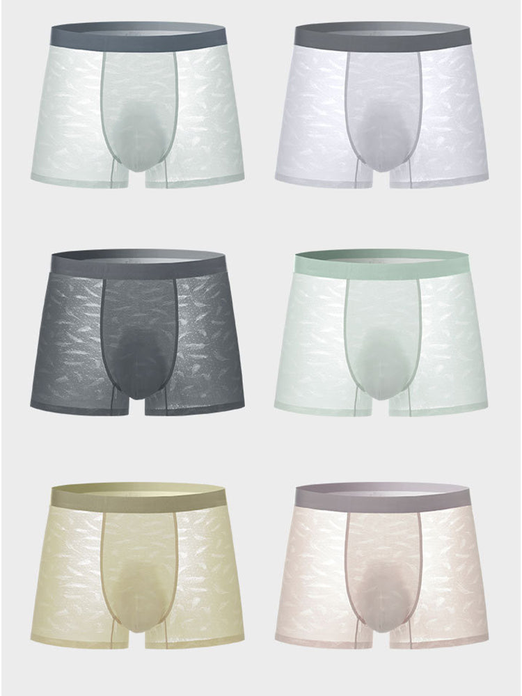 3 Pack Men's Lightweight & Airy Seamless Comfort Ice Silk Trunks | dmunderwear detail image 16