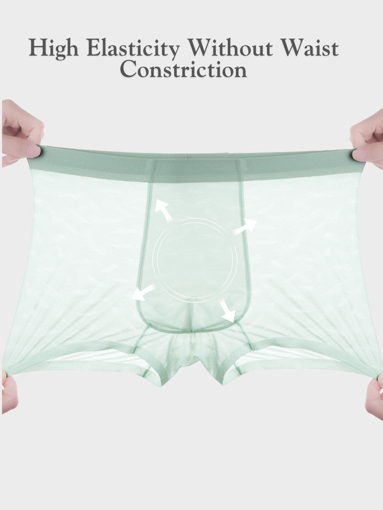3 Pack Men's Lightweight & Airy Seamless Comfort Ice Silk Trunks | dmunderwear detail image 3