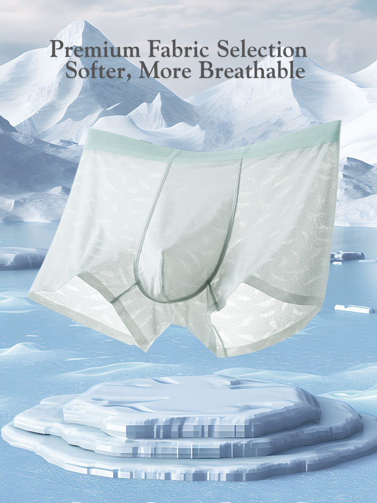 3 Pack Men's Lightweight & Airy Seamless Comfort Ice Silk Trunks | dmunderwear detail image 4