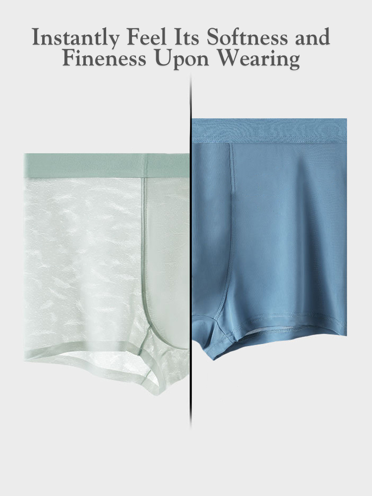 3 Pack Men's Lightweight & Airy Seamless Comfort Ice Silk Trunks | dmunderwear detail image 7