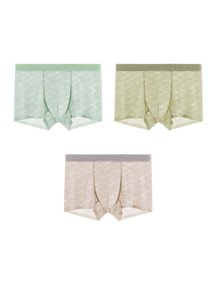 3 Pack Men's Lightweight & Airy Seamless Comfort Ice Silk Trunks | dmunderwear detail image 8