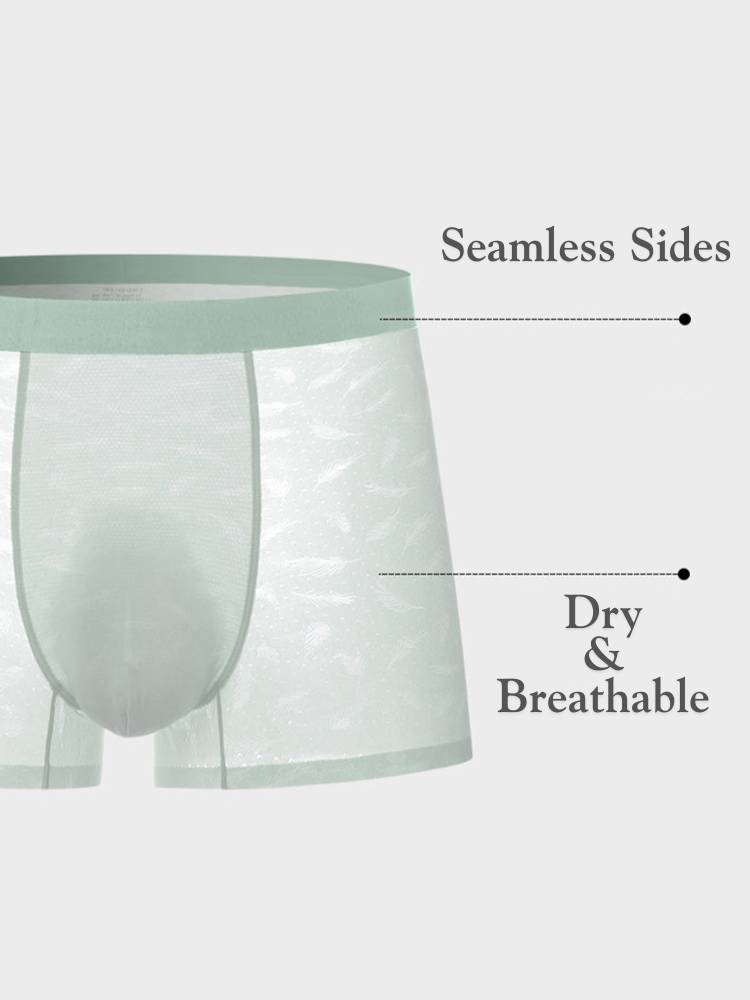 3 Pack Men's Lightweight & Airy Seamless Comfort Ice Silk Trunks | dmunderwear detail image 9