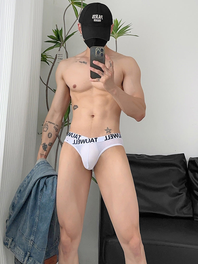 3 Pack Men's Minimalist Mesh Bikini with Crossed Waistband | dmunderwear detail image 9