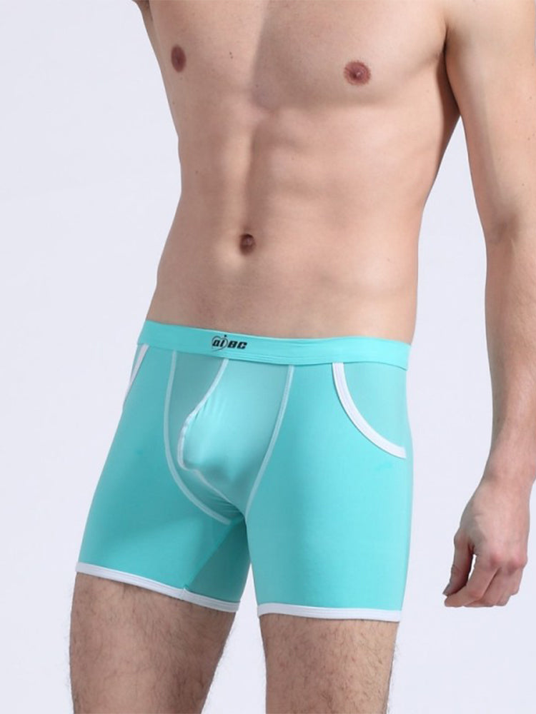 3 Pack Men's Long Leg Boxer Briefs Made of Ultra-Thin Ice Silk with Anti-Wear Elastic | dmunderwear detail image 20