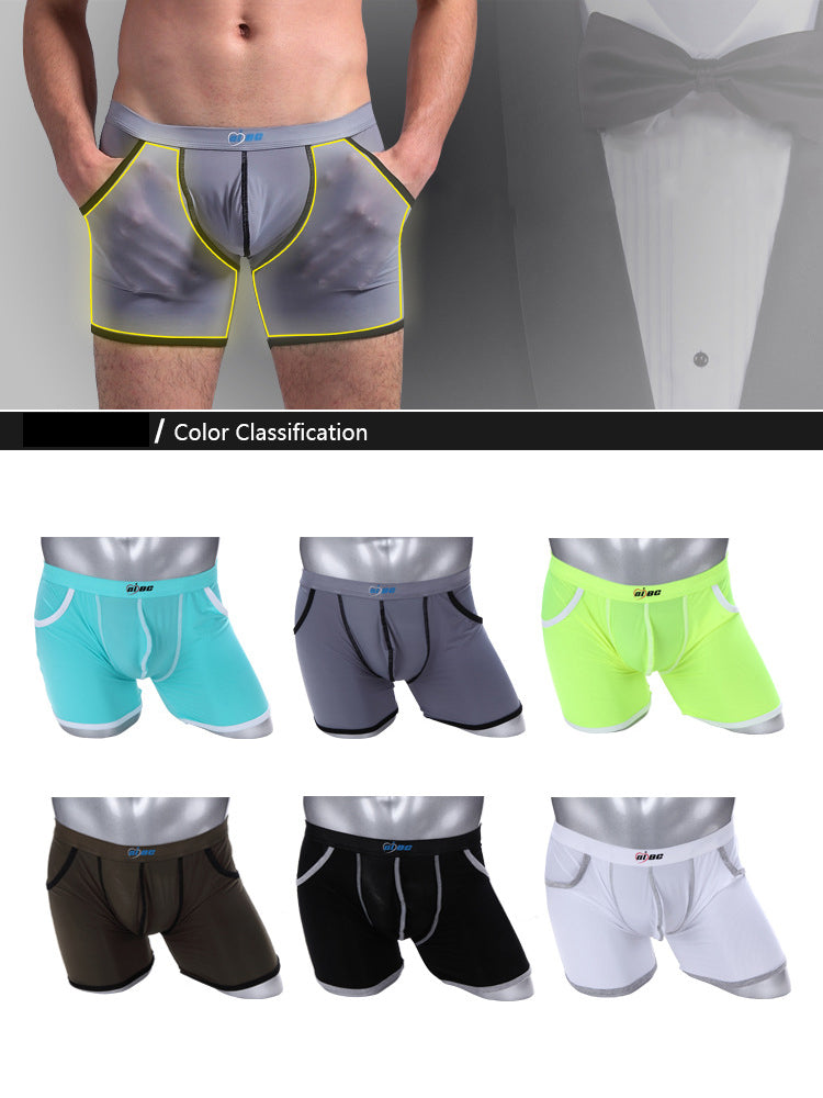 3 Pack Men's Long Leg Boxer Briefs Made of Ultra-Thin Ice Silk with Anti-Wear Elastic | dmunderwear detail image 3
