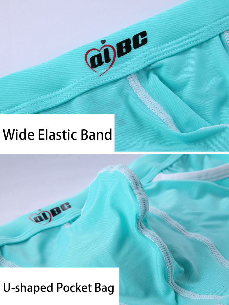3 Pack Men's Long Leg Boxer Briefs Made of Ultra-Thin Ice Silk with Anti-Wear Elastic | dmunderwear detail image 4