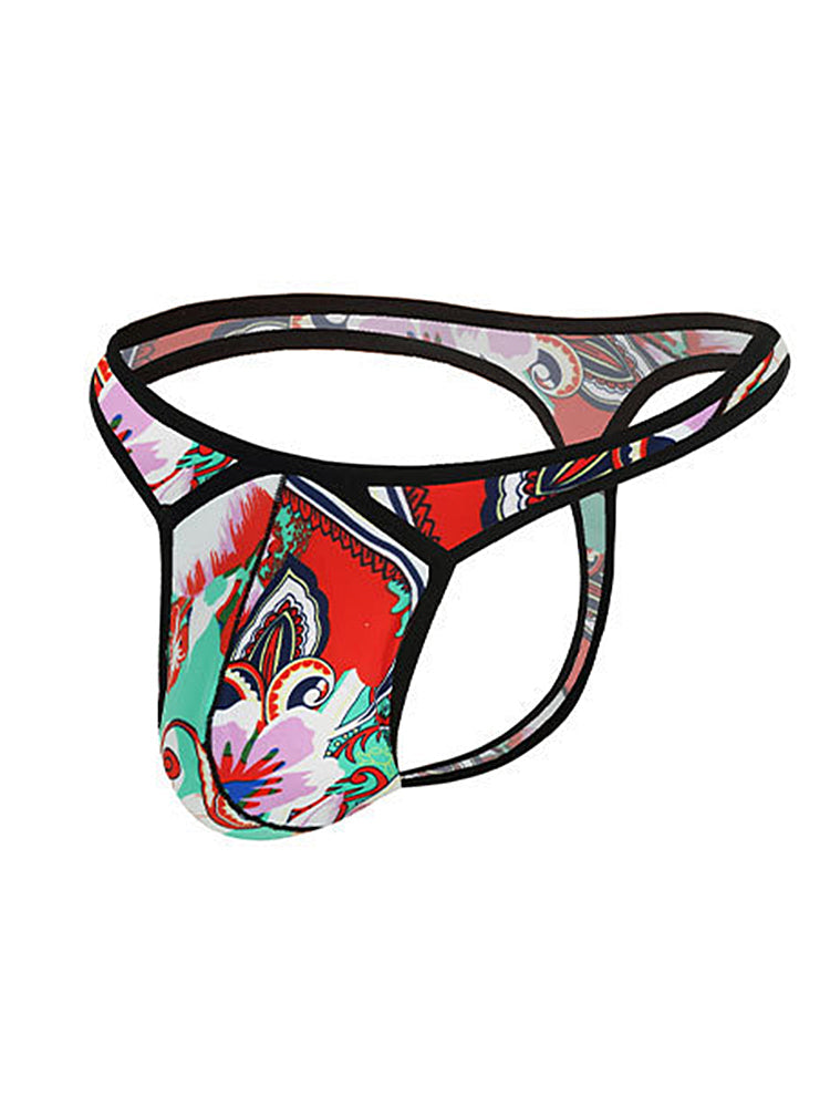 3 Pack Men's Low-Rise Breathable Ice Silk Print Sexy U-Pouch Thongs | dmunderwear detail image 15