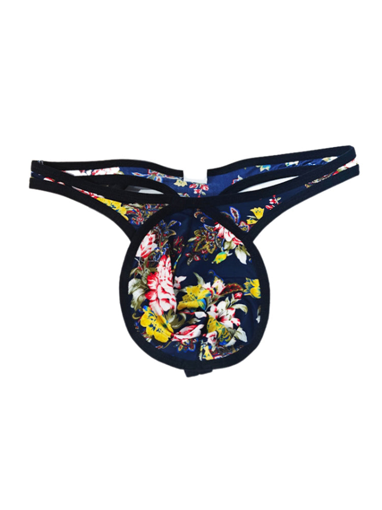 3 Pack Men's Low-Rise Breathable Ice Silk Print Sexy U-Pouch Thongs | dmunderwear detail image 17