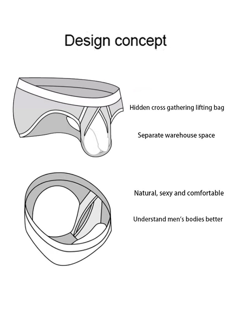 3-pack Men's Low-rise Compartment Lift Independent Pouch Briefs | dmunderwear detail image 4