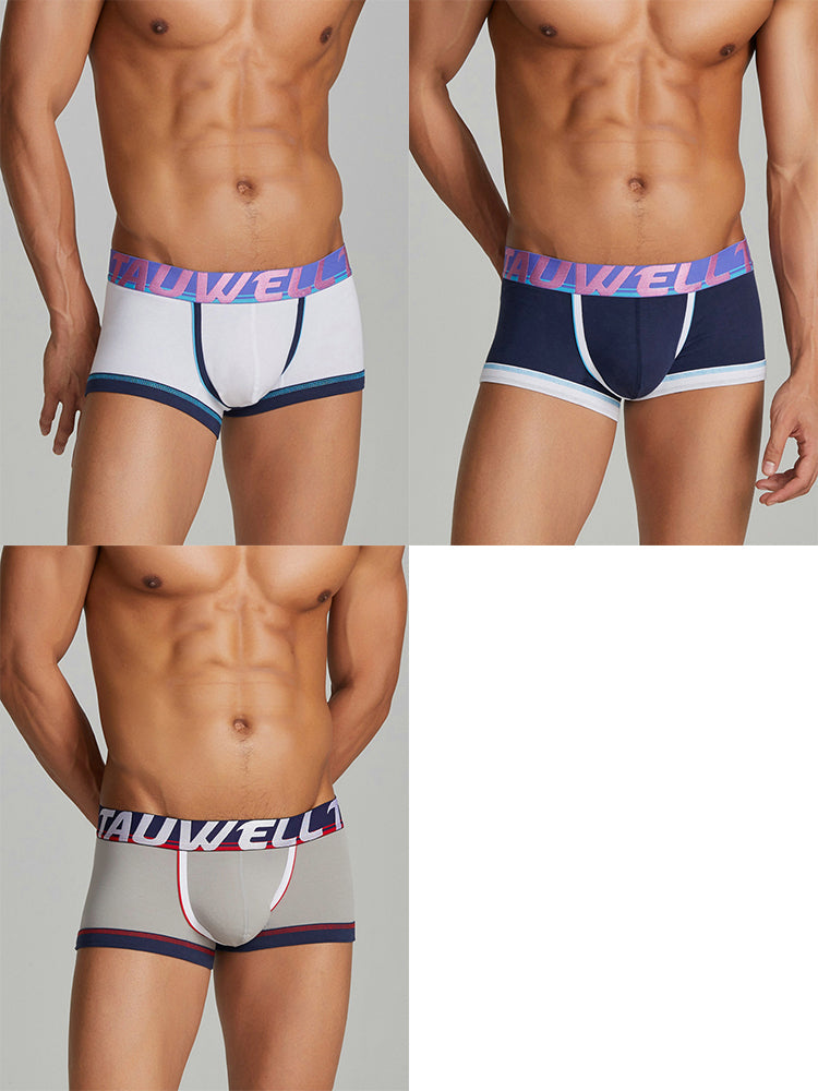 3 Pack Men's Low-Rise Premium Cotton Seamless Comfort Stretch Fit Trunks | dmunderwear detail image 12