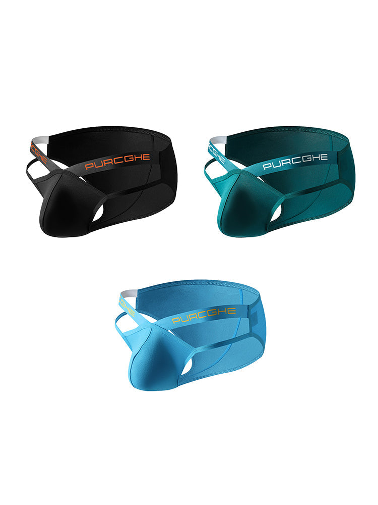 3 Pack Men's Low-Rise Sexy Hollow-Out Bikinis | dmunderwear detail image 7