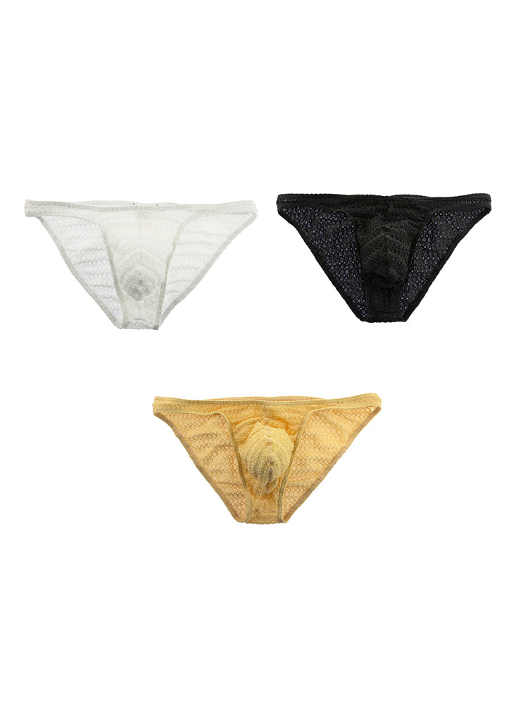 3-pack Men's Low-rise Sexy Mesh Lace Briefs | dmunderwear detail image 17