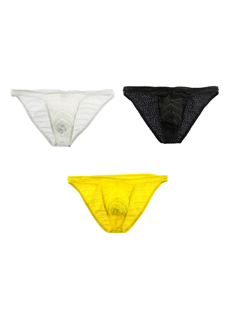 3-pack Men's Low-rise Sexy Mesh Lace Briefs | dmunderwear detail image 2