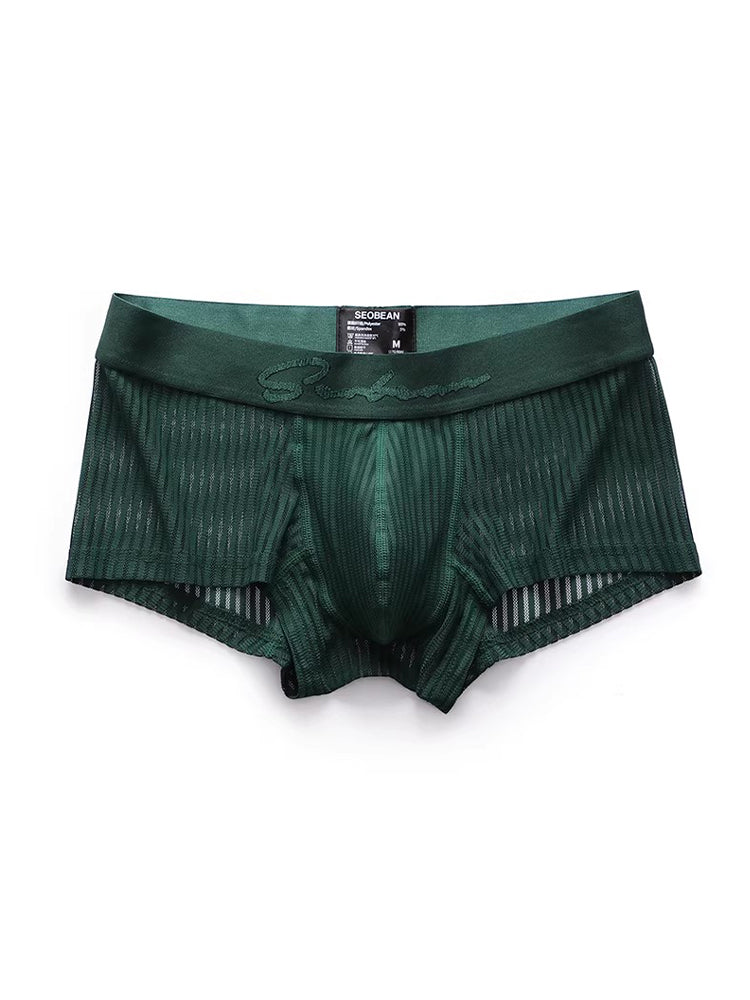 3 Pack Men's Striped Mesh Trunks with Comfort Pouch | dmunderwear