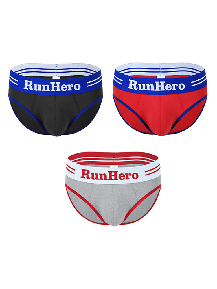 3 Pack Men's Low-Rise Sports Breathable Fitness Hip-Lifting Cotton Briefs | dmunderwear detail image 12