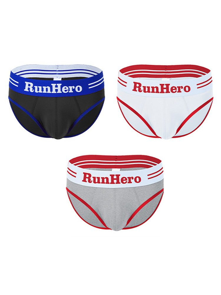 3 Pack Men's Low-Rise Sports Breathable Fitness Hip-Lifting Cotton Briefs | dmunderwear detail image 7