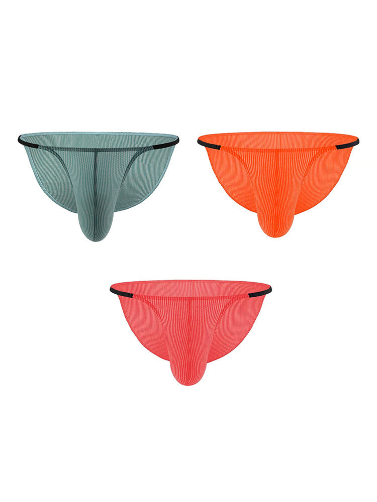 3 Pack Men's Low Rise Striped Camisole Briefs with Raised Pockets | dmunderwear detail image 14