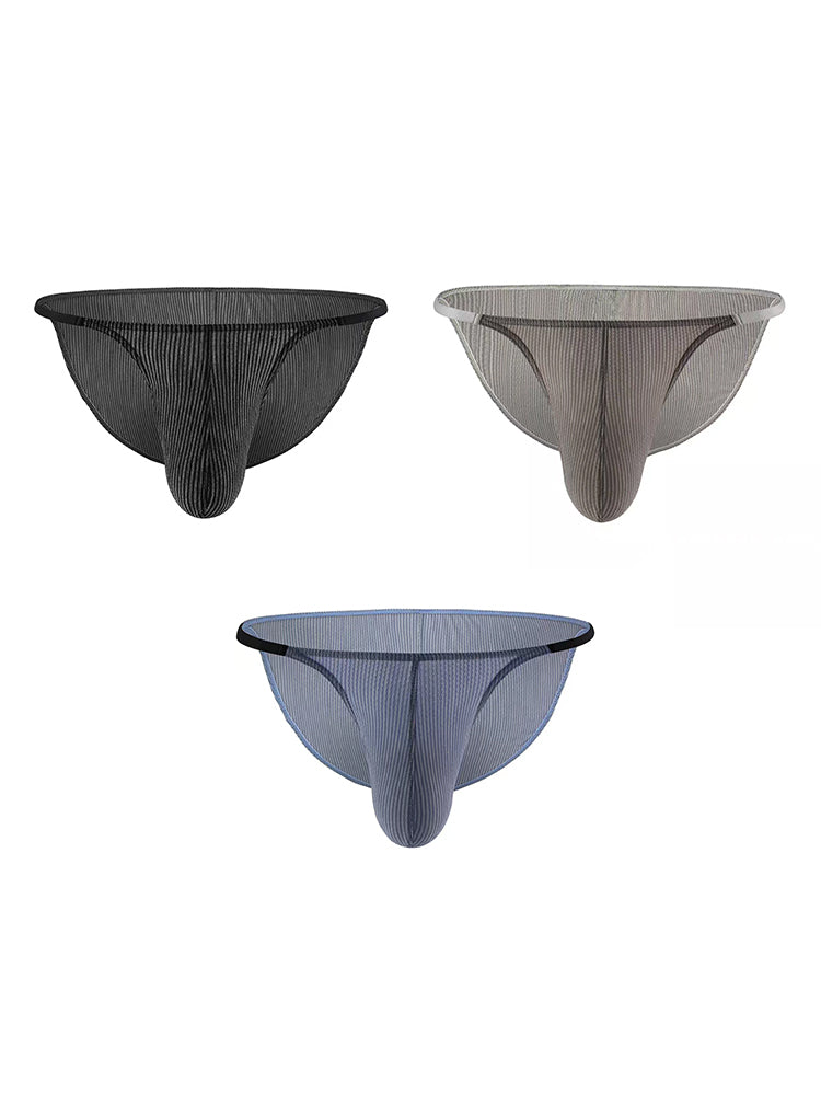 3 Pack Men's Low Rise Striped Camisole Briefs with Raised Pockets | dmunderwear detail image 20