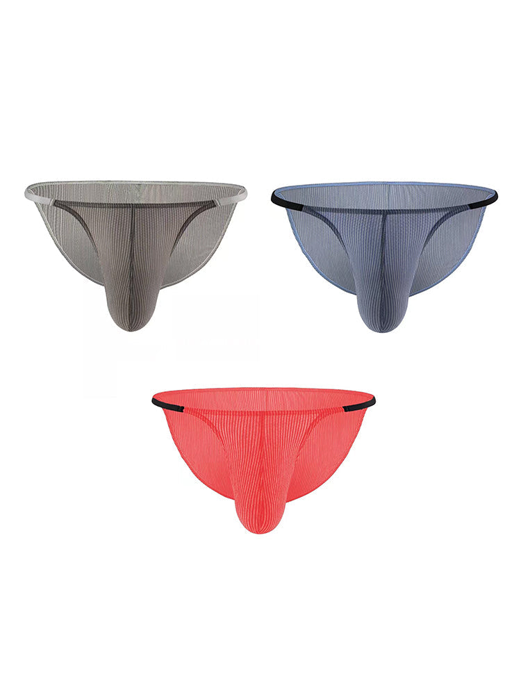 3 Pack Men's Low Rise Striped Camisole Briefs with Raised Pockets | dmunderwear detail image 8