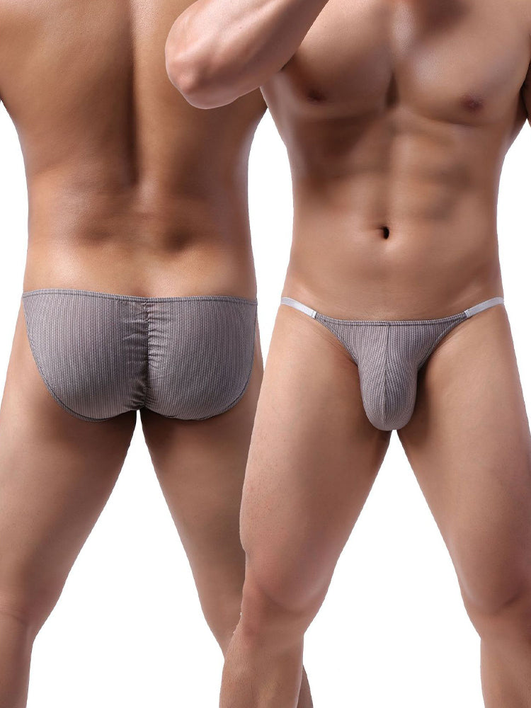3 Pack Men's Low Rise Striped Camisole Briefs with Raised Pockets | dmunderwear detail image 9