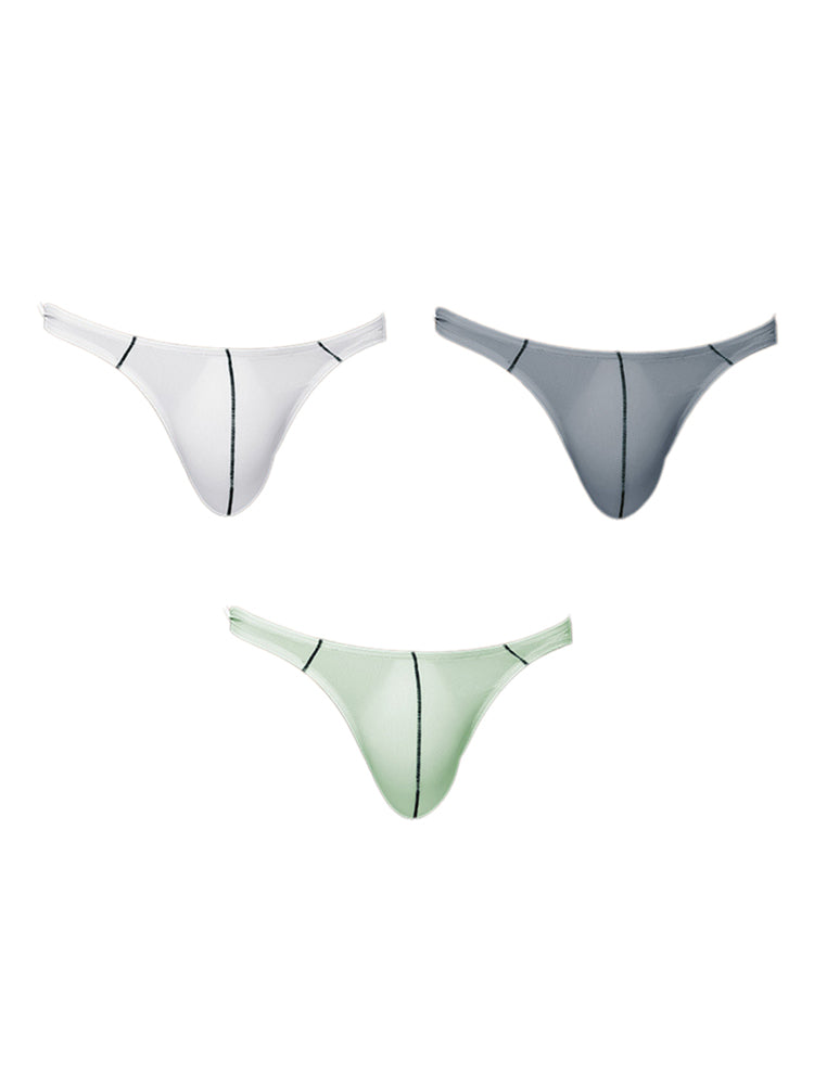 3 Pack Men's Low-Rise U-Pouch & Thin Edging Sporty Cut Thongs | dmunderwear detail image 12