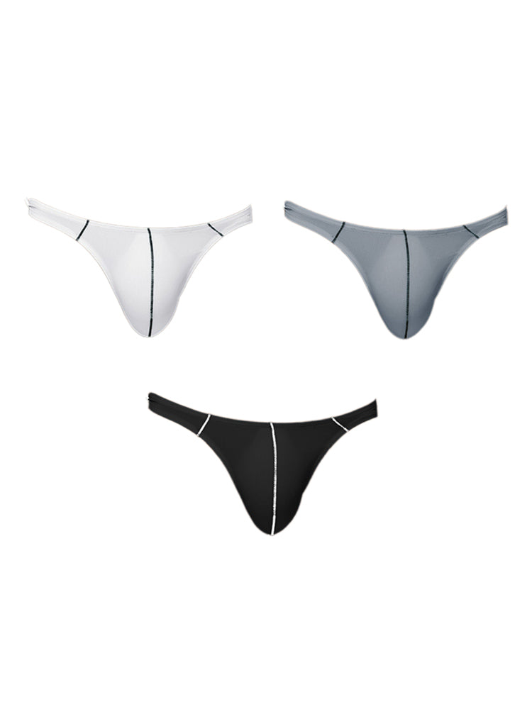 3 Pack Men's Low-Rise U-Pouch & Thin Edging Sporty Cut Thongs | dmunderwear detail image 2