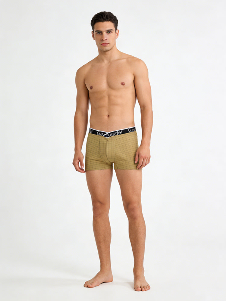 3 Pack Men's Low-Rise V-Shape Waistband Trendy Loose Fit High-Stretch Trunks | dmunderwear