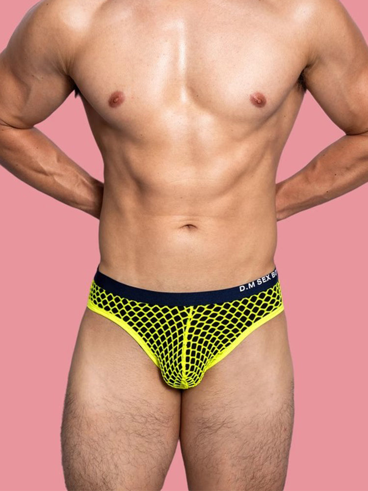 3 Pack Men's Low-Waist Sexy Big Mesh Breathable Transparent Sports Briefs | dmunderwear